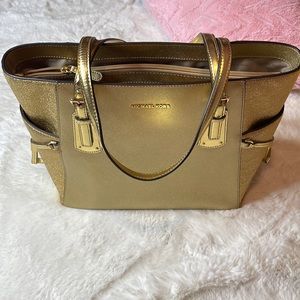 Michael Kors gold tote bag